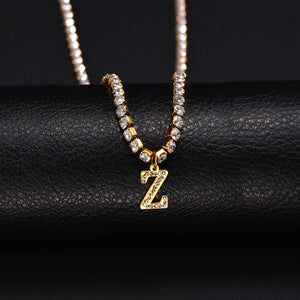 Personalized Stainless Steel Letter Diamond Rhinestone Necklace for Women