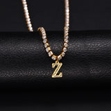 Personalized Stainless Steel Letter Diamond Rhinestone Necklace for Women