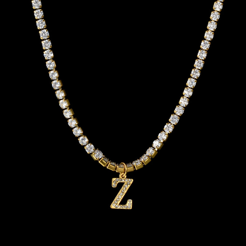 Personalized Stainless Steel Letter Diamond Rhinestone Necklace for Women