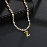 Personalized Stainless Steel Letter Diamond Rhinestone Necklace for Women