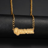 Personalized Stianless Steel Letter Diamond Necklace Rhinestones Cuba-Chain