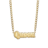Personalized Stianless Steel Letter Diamond Necklace Rhinestones Cuba-Chain