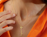 Name Necklace, Vertical Handwriting Necklace, Stainless Steel Gift for Women