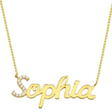 Name Necklace Personalized Stainless Steel Diamond Pendant