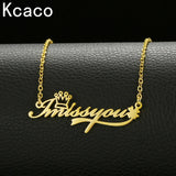 Crown Name Necklace for Women Stainless Steel