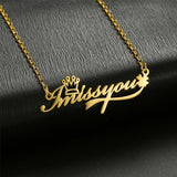 Crown Name Necklace for Women Stainless Steel