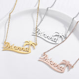 Coconut Tree Name Necklace for Women Summer Jewelry