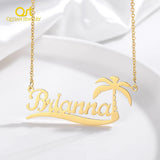 Coconut Tree Name Necklace for Women Summer Jewelry