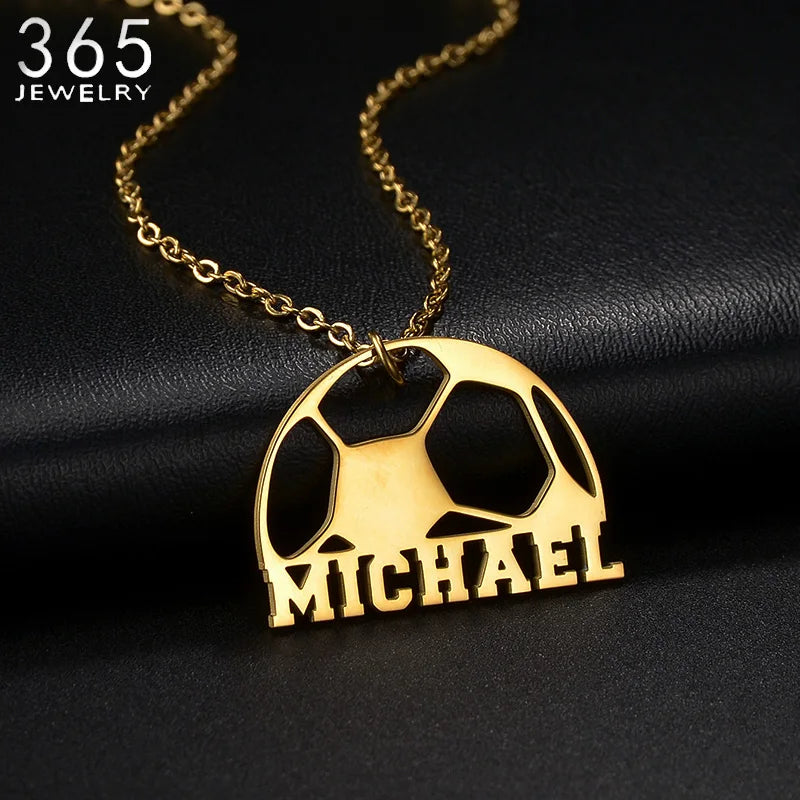 Football Stainless Steel Chain Necklace Boy's Gift