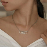 Square Name Necklace - Hand Jewelry Minimal Line Art Personalized