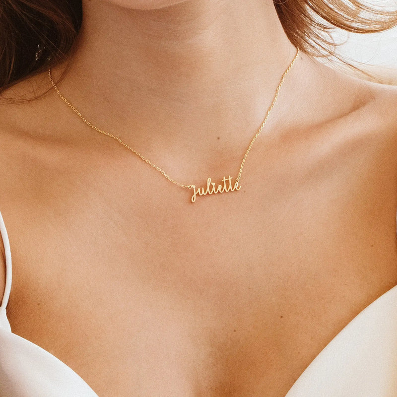 Stainless Personalized Cursive Name Necklace-Minimalist Jewelry