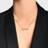 Dainty Name Necklace Stainless Steel Personalized Cursive Nameplate