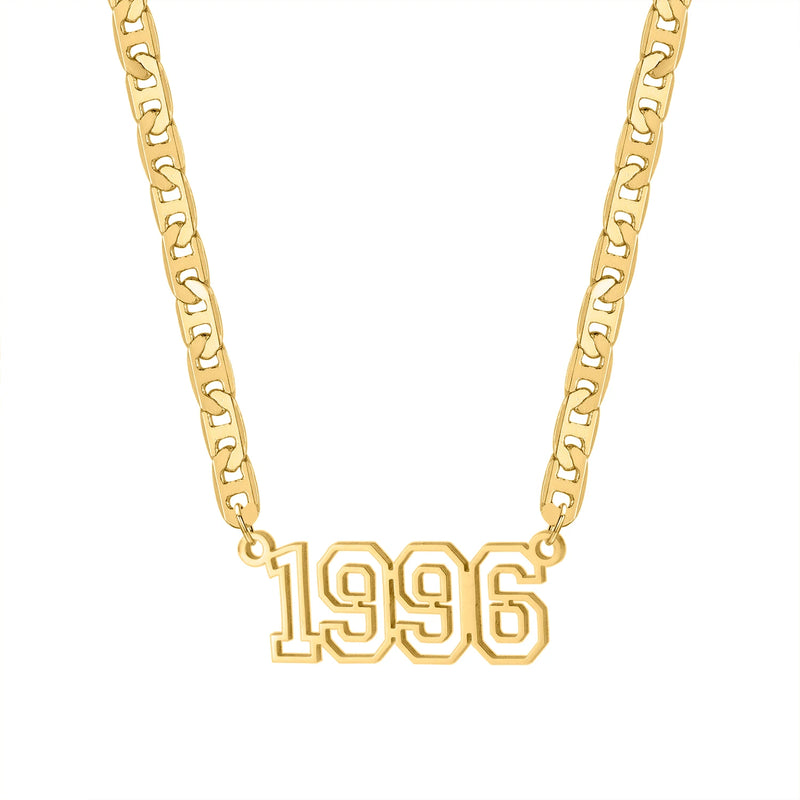 Year Number Pendant Necklace Stainless Steel Personalized Birth Anniversary
