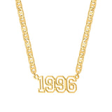 Year Number Pendant Necklace Stainless Steel Personalized Birth Anniversary