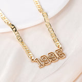 Year Number Pendant Necklace Stainless Steel Personalized Birth Anniversary