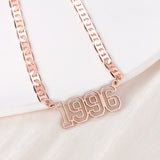 Year Number Pendant Necklace Stainless Steel Personalized Birth Anniversary