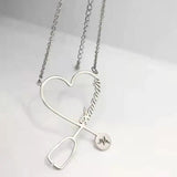 Stainless Steel Choker Name Necklace with Heart Stethoscope