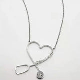 Stainless Steel Choker Name Necklace with Heart Stethoscope