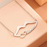 Name Necklace Stainless Steel Choker Personalized Sexy Lip Name Pendant Necklace