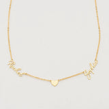 Personalized Two Name Necklace with Heart Pendant