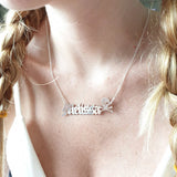 Skull Gothic Name Necklace Stainless Steel Old English Font