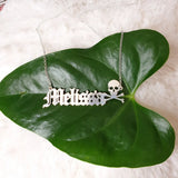 Skull Gothic Name Necklace Stainless Steel Old English Font