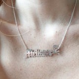 Skull Gothic Name Necklace Stainless Steel Old English Font