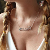 Skull Gothic Name Necklace Stainless Steel Old English Font