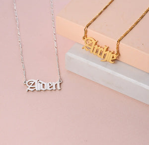 Personalized Name Necklace Gothic Jewelry Gift HandMade