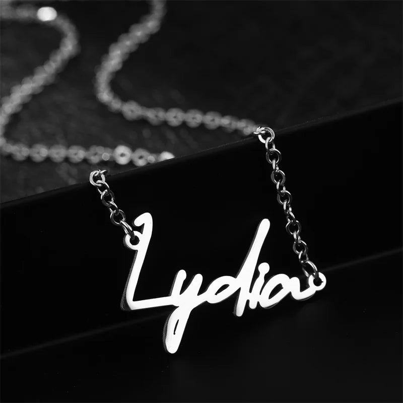 Personalized Name Necklace Stainless Steel Link Silver Letter Necklaces