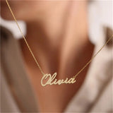 Name Necklace Stainless Steel Nameplate for Women Personalized Letter Pendant