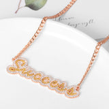 Custom Name Necklace Stainless Steel Crystal Two-Color Plated Jewelry