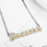 Custom Name Necklace Stainless Steel Crystal Two-Color Plated Jewelry