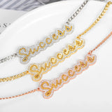 Custom Name Necklace Stainless Steel Crystal Two-Color Plated Jewelry