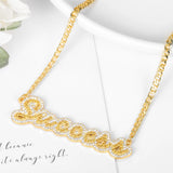 Custom Name Necklace Stainless Steel Crystal Two-Color Plated Jewelry