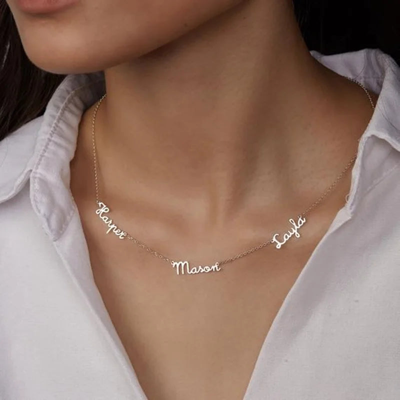 Name Necklace Stainless Steel Personalized Multiple Name Necklace