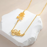 Personalized Name Necklace with Birth Flower Pendant