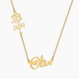 Personalized Name Necklace with Birth Flower Pendant