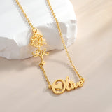 Personalized Name Necklace with Birth Flower Pendant