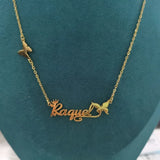Butterfly Name Necklace for Women Crown ID Necklace