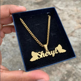 Personalized Name Necklace With Butterfly Stainless Steel Chain