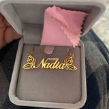 Personalized Name Necklace With Butterfly Stainless Steel Chain