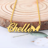 Personalized Name Necklace With Butterfly Nameplate Star Choker