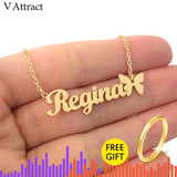 Personalized Name Necklace With Butterfly Nameplate Star Choker
