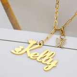 Butterfly Name Necklace Stainless Steel Choker Jewelry
