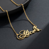Butterfly Name Necklace Personalized Stainless Steel Nameplate Name Chain