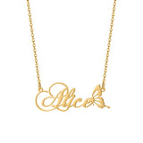 Butterfly Name Necklace Personalized Stainless Steel Nameplate Name Chain