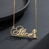 Butterfly Name Necklace Personalized Stainless Steel Nameplate Name Chain