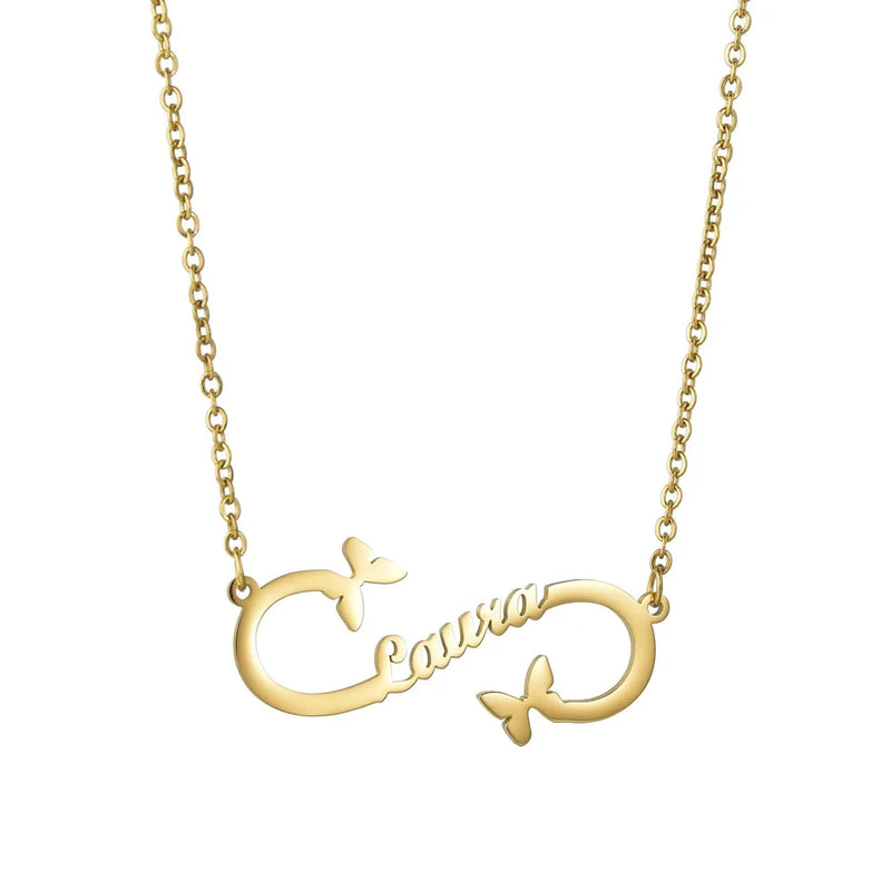 Butterfly Name Necklace: Personalized Stainless Steel Choker