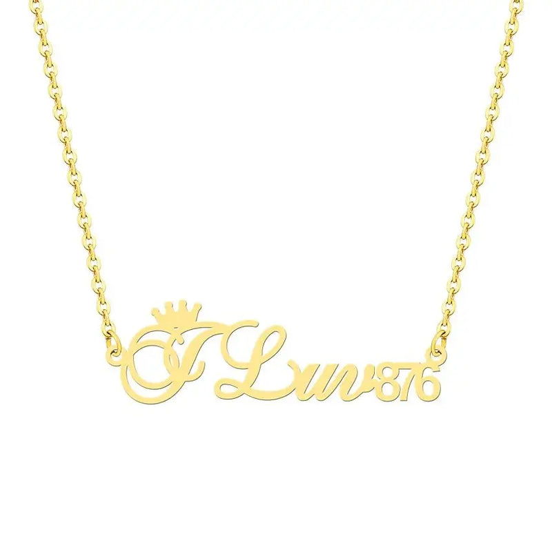 Crown Name Necklace Stainless Steel Choker Christmas Gift